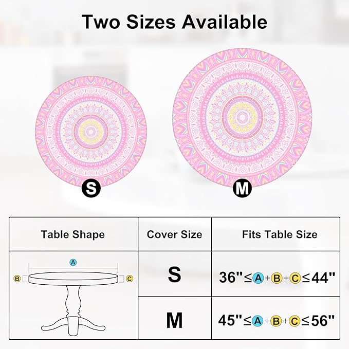 Round Tablecloth Fitted Elastic Table Cover Waterproof Table Cloth for Dinner, Party, Picnic,Camping, Round Table Cover for Indoor Outdoor