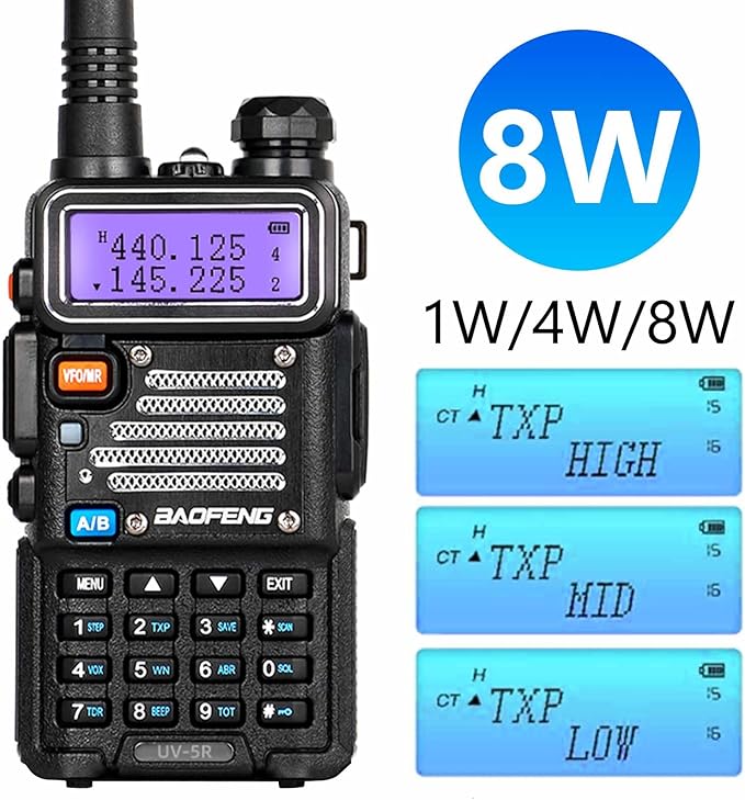 Baofeng UV-5R 8W High Power Ham Radio with 4pcs Batteries, Dual Band Long Range Two Way Radio Walkie Talkie Ham Radio Handheld with Earpiece,Speaker Mic,Charger and Antenna Full Kit (2 Pack)