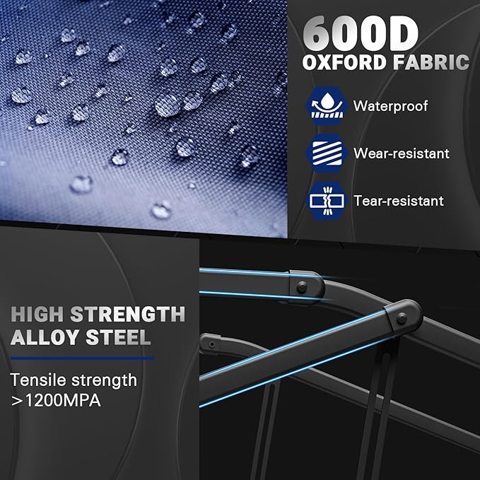 LEVELEVE Heavy Duty Folding Wagon - 2-in-1 Collapsible Cart, 650lb Capacity, All-Terrain Wheels w/Brakes & Side Pockets (Blue)