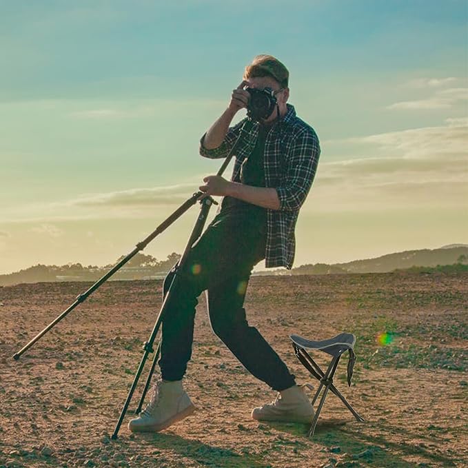 REDCAMP Folding Camping Chair for Spectator Portable, Lightweight 3 Legged Tripod Camping Stools for Adults Fishing Backpacking Hunting, 17 Inch Tall, Blue