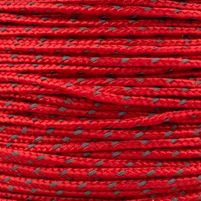 Paracord Planet Micro Paracord – Thin Braided Cord for Crafting, Fishing, and DIY Projects in 125 ft Spools – Reflective Imperial Red