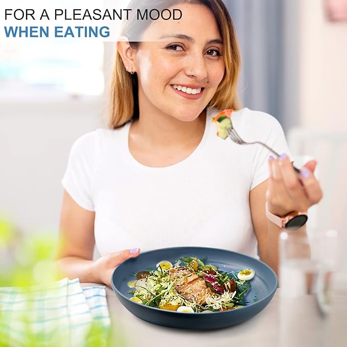 shopwithgreen Lightweight Plastic Plates - 4 Pack 10'' Unbreakable Dinner Plates, Dishwasher & Microwave Safe, BPA free, for Kids, Children, Toddler & Adult