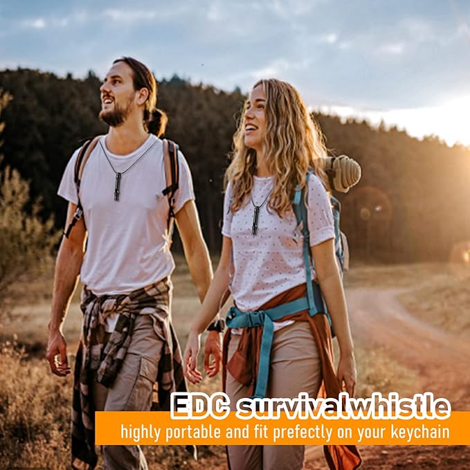 TISUR Titanium Emergency Whistle,EDC Safety Whistles Necklace Loud up to 120db,Survival Whistles for Survival,Hiking,Camping,Pets Training