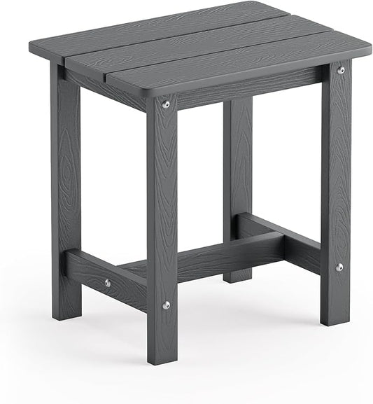 LUE BONA Outdoor Side Table, HDPS Small Outdoor Adirondack Side Tables, Outside End Table for Patio, Porch, Deck, Pool, Weather Resistant/Easy Maintenance, Dark Gray