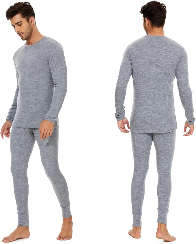 MERINNOVATION Merino Wool Base Layer Set for Men 100% Merino Wool Thermal Underwear Long Sleeve