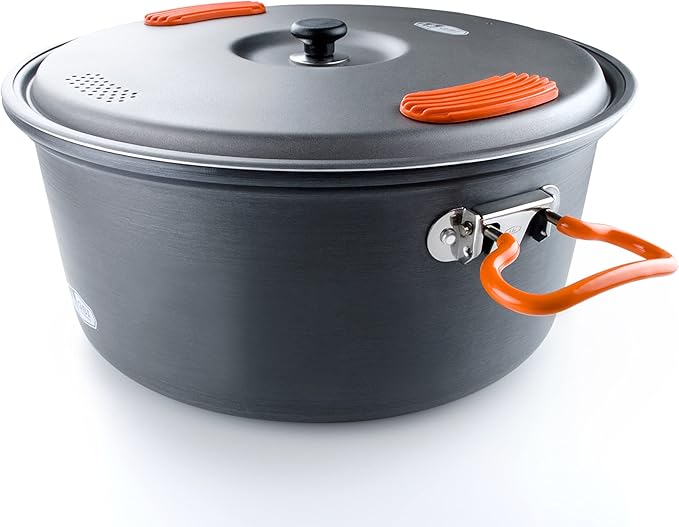 GSI Outdoors Halulite Aluminum Pot, Lightweight Hard Anodized Aluminum Camp & Backpacking Cookware with Lid & Folding Handle