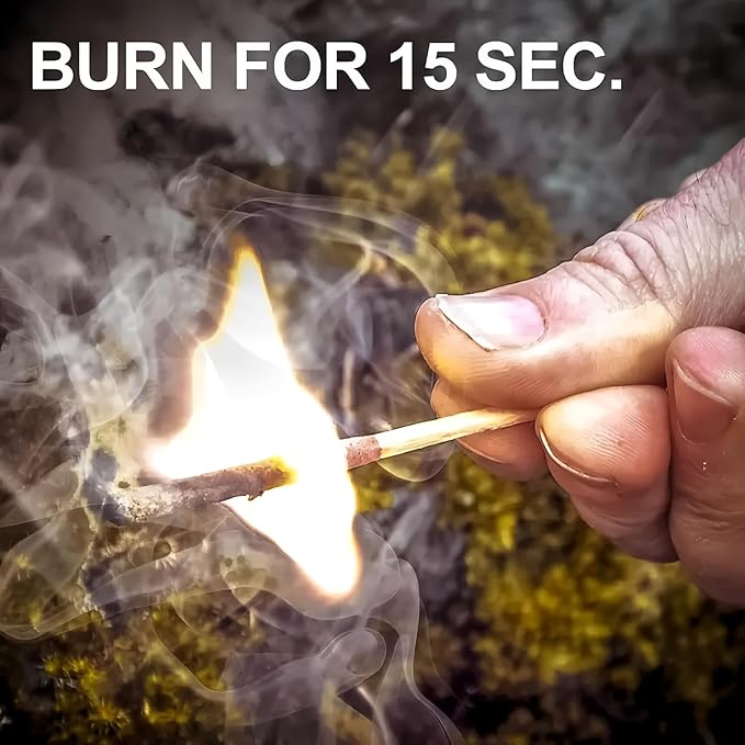 Survival Waterproof Matches Kit – 20/40/60 Fire Matches + Extra Striker in Metal Tin, Waxed Tinder Cords – Stormproof Windproof Fire Starter for Camping & Emergency (2 x Tins)