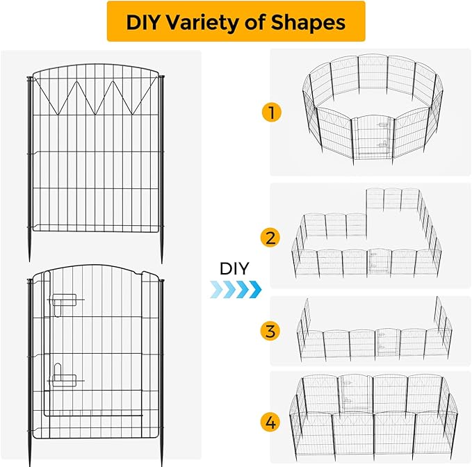 Jocoevel Garden Fence 12 Panels, 29.7 in(H) x 23.4 ft(L) No Dig Decorative Fencing, Rustproof Metal Fence Border for Garden Beds, Outdoor Temporary Dog Fence for Yard Patio