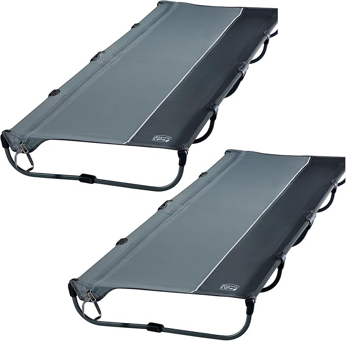 TIMBER RIDGE Lightweight Aluminum Camping Cot, 20-Second Quick Set-Up Folding Cot with Zipper Closure, Portable Carry Bag Included for Camping, Travel and Outdoors, Support up to 225lbs, Grey 2pcs