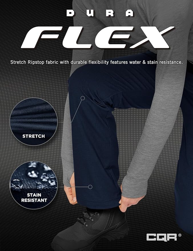 CQR Women's Flex Stretch Tactical Pants, Water Resistant Ripstop Cargo Work Pants with Pockets for Outdoor & Hiking