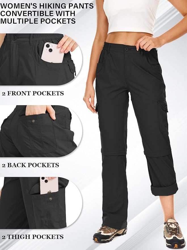 Women's Hiking Pants Convertible Quick Dry Lightweight Zip Off Fishing Travel Safari Pants