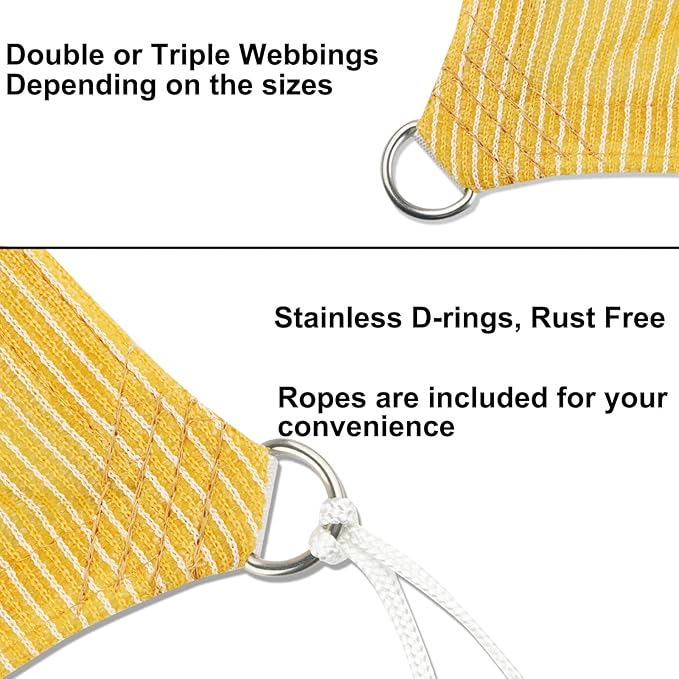 12' x 15' Yellow Outdoor Sun Shade Sail Canopy ??UV Resistant Permeable Awning Fabric for Patio, Garden, Backyard, Pergola, Carport, Lawn Shelter Cover