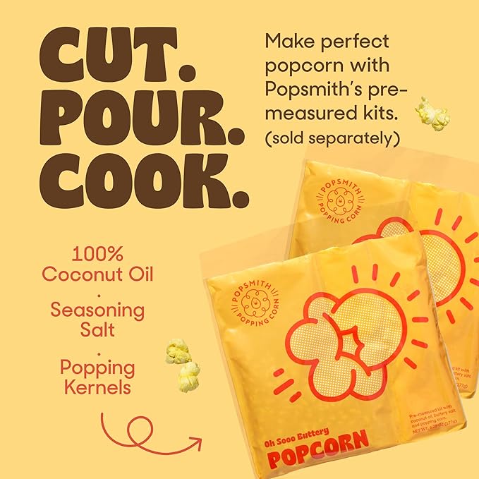 Popsmith Popcorn Popper in Mint - 6 Quart Stovetop Popcorn Machine - Stainless Steel Popcorn Maker Compatible with All Stovetops