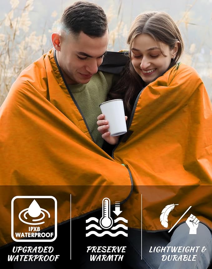 DUKUSEEK Hooded Outdoor Blanket, Extra Large (79 "x 56") Waterproof Camping Blanket, Quilted Fleece, Warm, Windproof, Sand Proof, Portable and Wear-Resistant, for Sports, Picnic, Hiking, Travel…