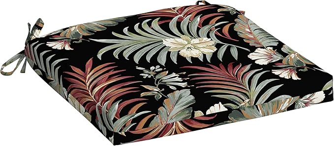 Arden Indoor/Outdoor Seat or Rocking Chair Cushion, 19 x 18, Water Repellent, Rain Proof, Fade Resistant Cushion for Rocking or Dining Chairs Simone Black Tropical