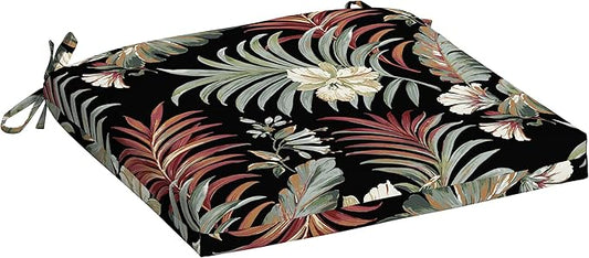 Arden Indoor/Outdoor Seat or Rocking Chair Cushion, 19 x 18, Water Repellent, Rain Proof, Fade Resistant Cushion for Rocking or Dining Chairs Simone Black Tropical