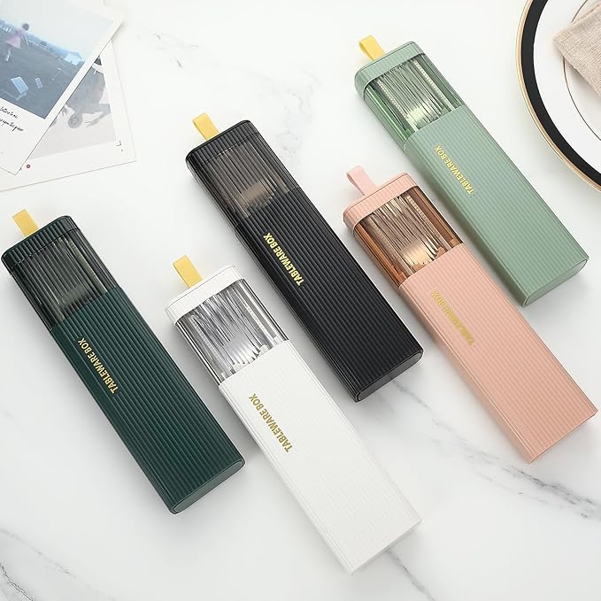 DEVICO Travel Utensils with Case, 18/8 Stainless Steel Reusable Silverware Set for Lunch Box, Portable Cutlery Set, Fork and Spoon Set for Camping, Lunch, Picnic, Workplace, School (Pink)