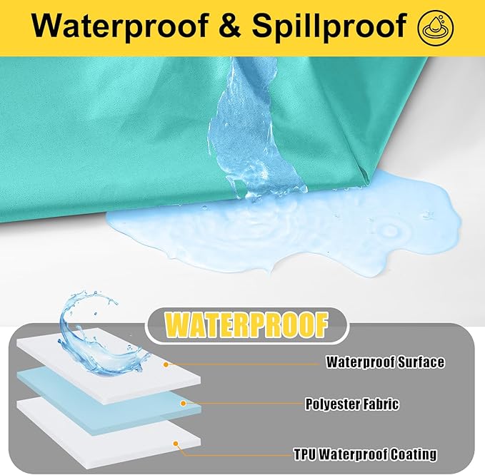 Smiry Picnic Table Cover with Bench Covers, Waterproof Elastic Fitted Polyester Tablecloths for 6 Ft Rectangle Tables, Washable Windproof Tablecloth for Camping, RV & Outdoor (Teal, 30x72 Inches)