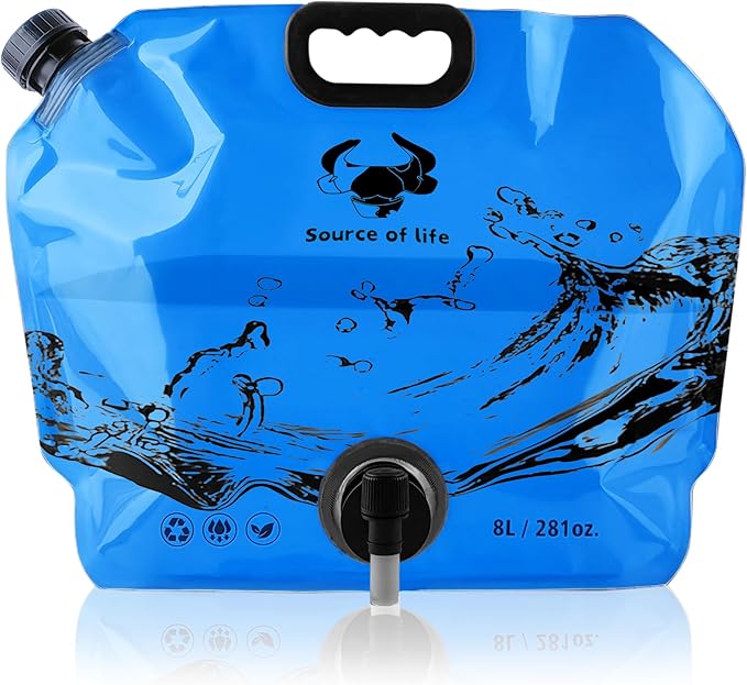 Camping Water Jug 2.1 Gallon CollapsibleWater Container Portable Water Bag for TravelOutdoor Hiking BPA Free Lightweight (Blue (2.1 Gal), 1)