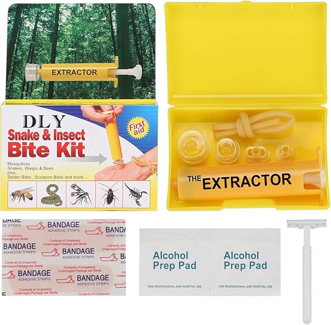 Snake Bite Kit, Bee Sting Kit, Emergency First Aid Supplies, Venom Extractor Suction Pump, Bite and Sting First Aid for Hiking, Backpacking and Camping