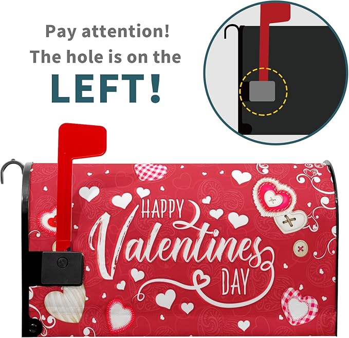 Happy Valentine's Mailbox Covers Magnetic Standard Size 21x18 Inch Romantic Red Love Heart Decorative Letter Box Wraps Sweet Holiday Anniversary Mail Box Post Cover for Home Outdoor Garden Decor