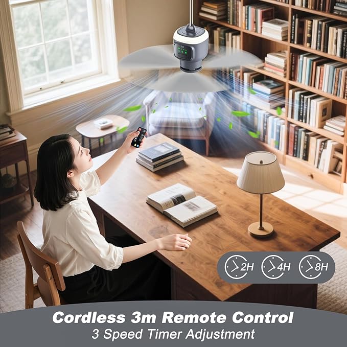 18 Inch Canopy Fan,12000mAh Portable Outdoor Ceiling Fan with Light with Remote Control and Hanging Hook, Easy Operation Battery Powered Fan Light for Gazebo, Tent, Patio, Camping