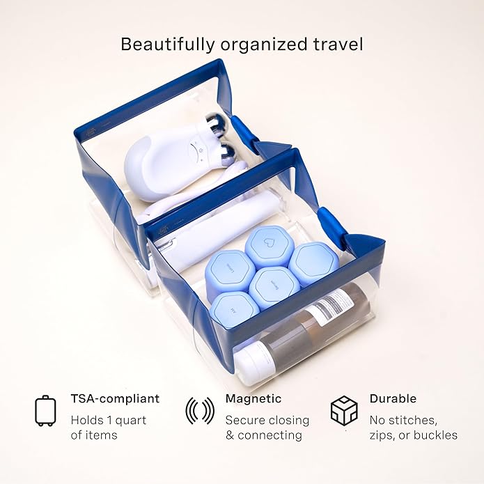 Cadence Parcel - Clear Dopp Kit with Magnetic Closure - Durable and Leak-Resistant Travel Toiletry Kit - Modular Design