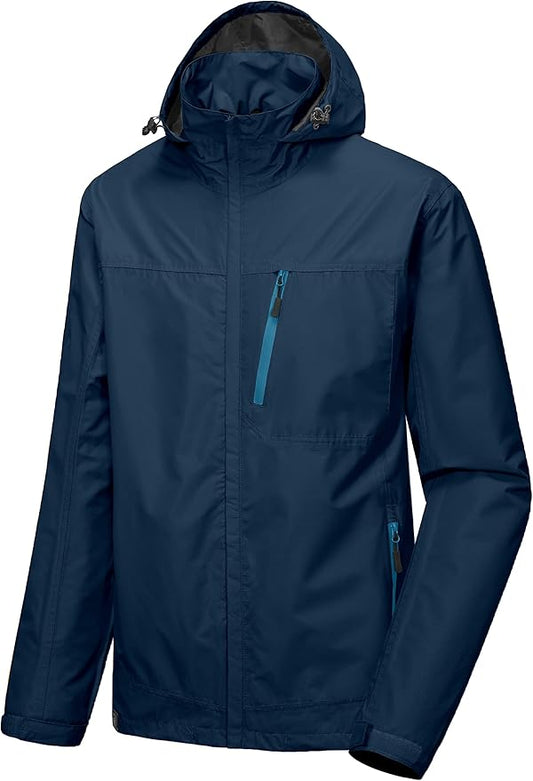 Little Donkey Andy Men's Waterproof Rain Jacket Outdoor Lightweight Hooded Raincoat for Hiking Golf Travel Fishing