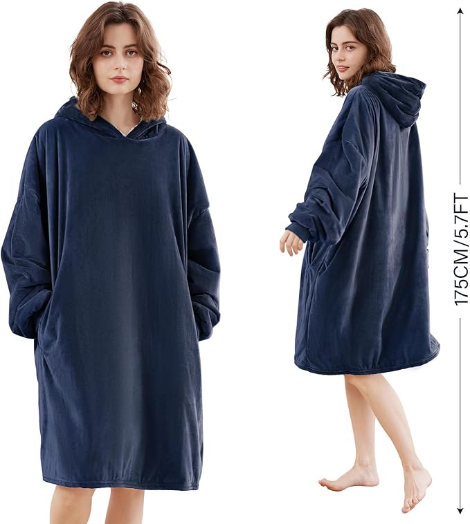 LetsFunny Blanket Hoodie,Oversized Wearable Sherpa Fleece Blanket Sweatshirt,Super Soft Warm Cozy with Giant Pocket,Gifts for Women Men Adults Teenagers Kids, One Size Fits All
