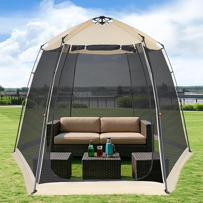 Alvantor Upgraded Screen House Gazebo, 2-4-6 Person Pop Up Screen Tent, Instant Screen Room with Carry Bag, Outdoor Mosquito Tent Camping, Sun Shade Shelter for Patio, Garden, Backyard, Deck