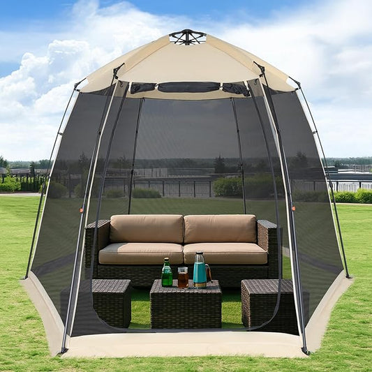 Alvantor Upgraded Screen House Gazebo, 2-4-6 Person Pop Up Screen Tent, Instant Screen Room with Carry Bag, Outdoor Mosquito Tent Camping, Sun Shade Shelter for Patio, Garden, Backyard, Deck