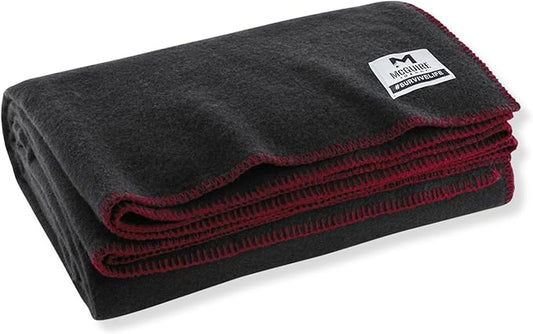 M MCGUIRE GEAR Heavy Duty Wool Military Camping, Survival, and First Aid Blanket, Mil-Spec Fire Retardant 64" x 90" (Black)
