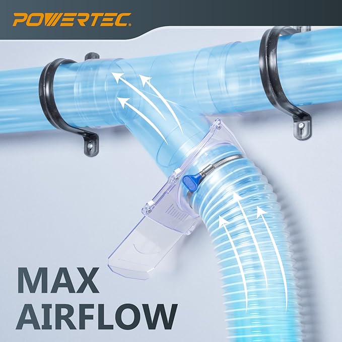 POWERTEC 6 inch Blast Gate, Clog Resistant & Anti Gap Tapered ABS Plastic Fitting for Dust Collector, Dust Collection Fittings, Dust Collection Hose, Shop Vac, Hose Clamps, 1PK (70442)