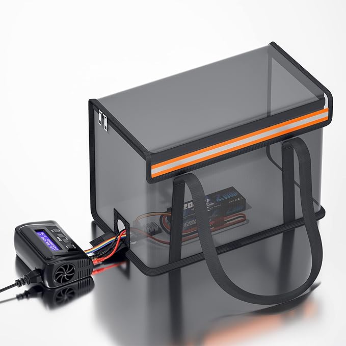 Zeee Lipo Battery Bag Fireproof Explosionproof Safe Bag Extra Large Capacity Lipo Battery Storage Guard Safe Pouch for Charge & Storage(14.17 * 7.87 * 9.84in) - Large Size