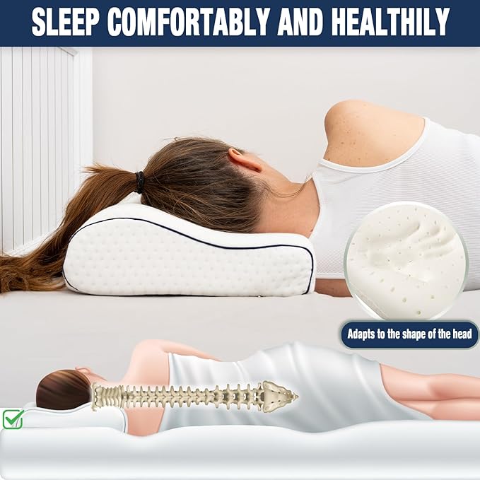 Memory Foam Pillow for Travel and Camping with Extra Cotton Cover – Easy to Carry Portable Bag (White Contour)