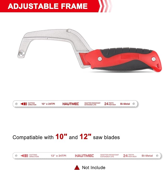 HAUTMEC Mini Hacksaw Small Hand Saw for Wood Metal Plastics Cutting Professional Hack Saw With 1 Pcs Bimetal Hss Blade, Especially Cuts In Tight Hard-Reach Spaces HT0035-PL