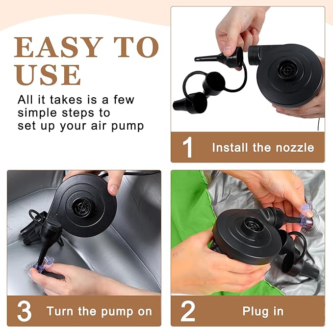 Realspring 6 Pcs Bean Bag Chairs for Adults Inflatable Chairs with Electric Air Pump,Blow up Couch Folding Portable Inflatable Couch Lazy Sofa for Reading Living Room Camping (Coffee,Orange,Green)