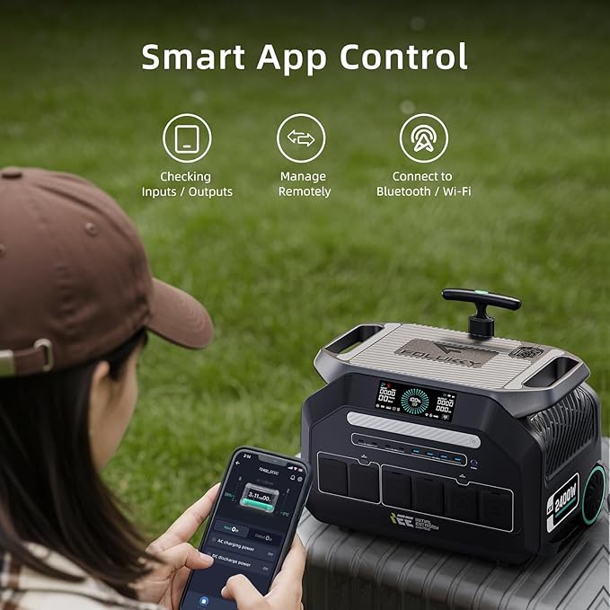 IEE 2048Wh Solar Generator,2400W Portable Power Station P2400 with LiFePO4 Batteries and 400W Solar Panel,1800W AC Charging,4 AC Outlets Up to 2400W for Home,Power Outages, Camping,and RVs