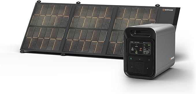 Enphase IQ PowerPack 1500 + 200 W IQ Portable Panel – Solar generator with LCD touchscreen, seamless app integration via 4G cellular, Wi-Fi & Bluetooth, for home backup, camping, RVs