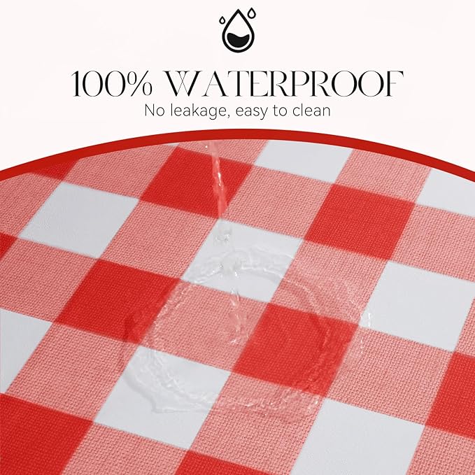 MOSAYT Rectangle Vinyl Tablecloth, 100% Waterproof Buffalo Gingham Plastic Table Cloth, Heavy Duty Wipeable Table Covers for Picnic, Outdoor, Camping - 54 x 54, Red
