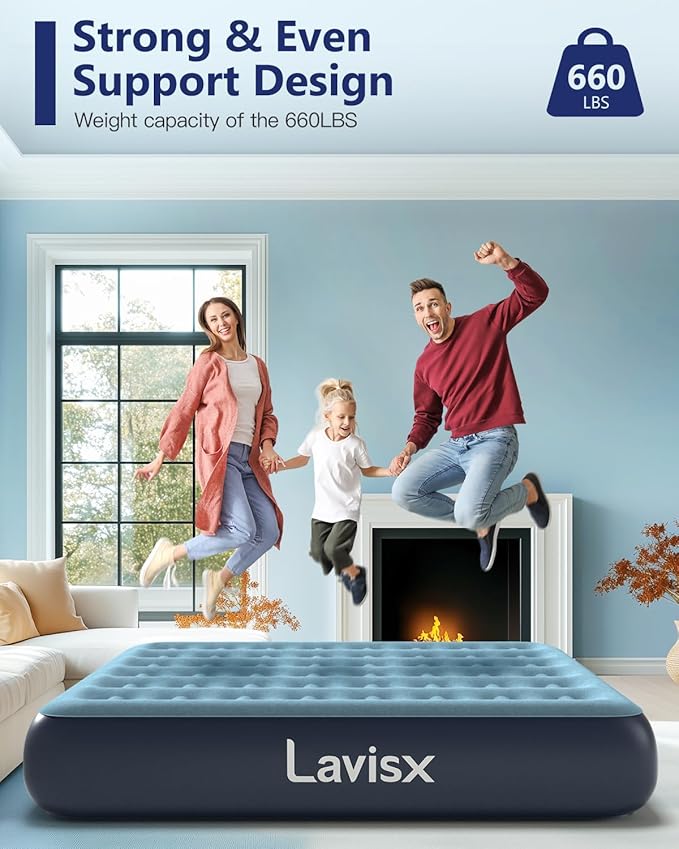 Queen Air Mattress with Built in Pump 13" Blow Up Mattress Raised Air Bed, 3 Mins Quick Self Inflatable with Storage Bag for Guest and Home