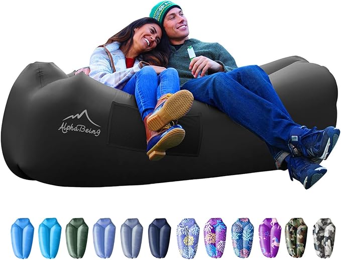 AlphaBeing Inflatable Lounger Beach Chair Accessories, Air Sofa Hammock Inflatable Couch for Camping Backyard Lakeside with Compression Sacks, Ideal Outdoor Gifts for Adults