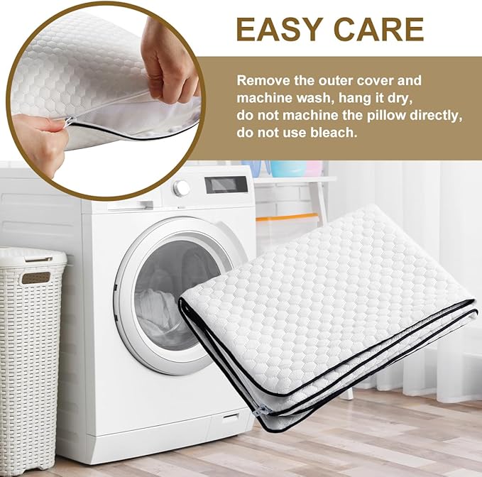 Ivellow Travel Pillow Cooling Camping Pillow for Sleeping Compressible Shredded Memory Foam Pillow Compact Firm Supportive Pillow for Adults Kids Outdoor Backpacking Hiking Essential Gear White L