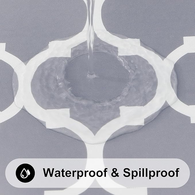 Smiry Rectangle Picnic Table Cover, Waterproof Elastic Fitted Camping Tablecloths for 5 Foot Tables, Wipeable Flannel Backed Vinyl Tablecloth Protector for Indoor, Outdoor (Grey, 30x60 Inches)