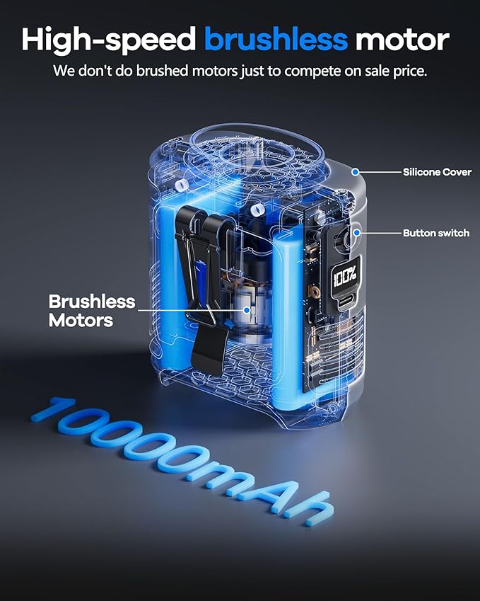 AI Portable Waist Fan Rechargeable 10000mah Belt Shirt Clip On Fan For Body Cooling That Blow Cold Air 5 Speeds Flashlight Up To 40H