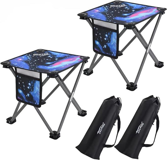 Roptat 2 Pack Camping Stool,Portable Folding Compact Lightweight Stool Seat for Camping Fishing Hiking Gardening Outdoor Walking Backpacking Travelling and Beach with Carry Bag