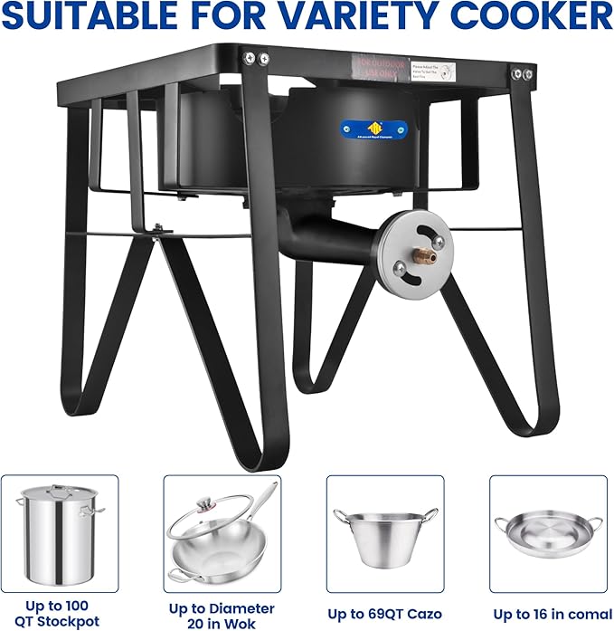 ARC Advanced Royal Champion ARC Propane Burner, 200,000 BTU Propane Stove with 0-20 PSI Regulator, Outdoor Burners for Cooking Gas Burner Gas Cooker Single Burner for Outdoor Cooking