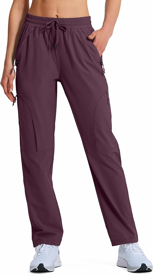 Women's Hiking Pants Quick Dry Lightweight Cargo Pants UPF 50 Water Resistant Zipper Pockets for Golf Travel Work Camping