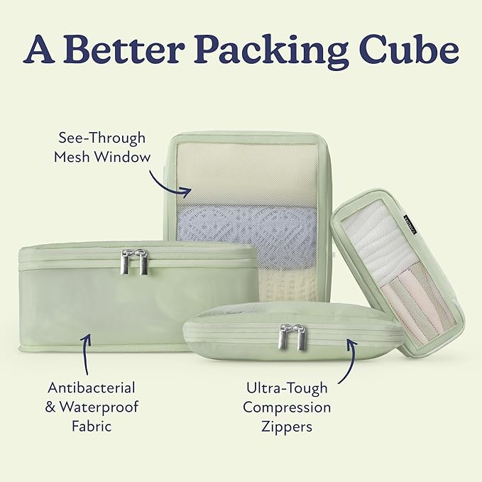 Vandel Space-Saving Compression Packing Cubes for Women, Men, Compressible Carry On Suit Case Organizer Luggage Packing Cubes for Travel Organizer Bags for Luggage and Backpacks, Suitcase Cube