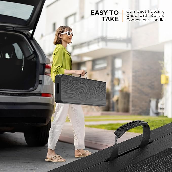 VINGLI 6 feet Plastic Folding Bench,Portable in/Outdoor Picnic Party Camping Dining Seat, Garden Soccer Multipurpose Entertaining Activities, Tree Patterned HDPE Tabletop, 1 Pack, Black